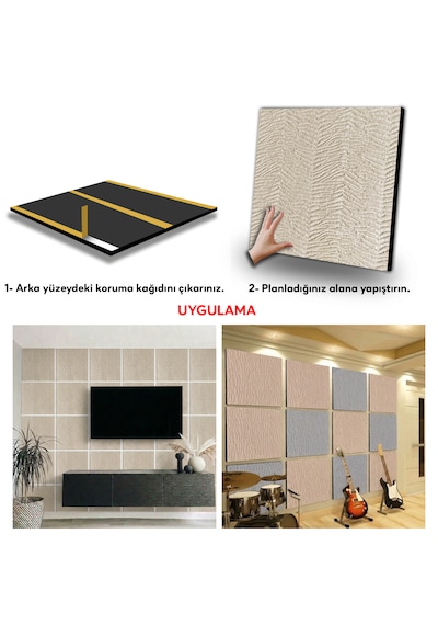 Tink Kendinden Yapışkanlı Akustik Ses Ve Isı Yalıtım Paneli Keçe Dekota Duvar Kağıdı Desenli Devetüyü 49x49 Cm