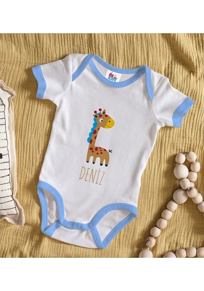 Bitmeyenkartus Bk Kids Kişiye Özel Mavi Bebek Body Zıbın - Model 149 Çok Renkli