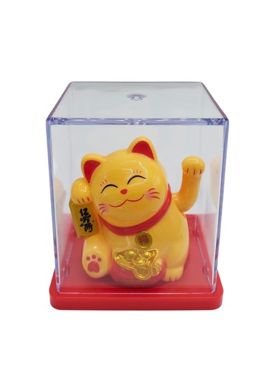 Maneki Neko El Sallayan Mini Şans Kedisi Krem Solar Güneş Enerjili 5x5cm Y8krm08