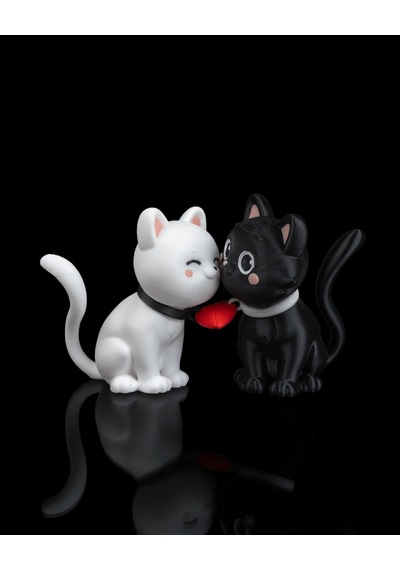 Purrfect Pair Mıknatıslı Kalpli Aşık Kediler Biblo Seti 10 Cm