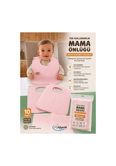 Bebek Mama Önlüğü Kullan At 20 Adet Pembe