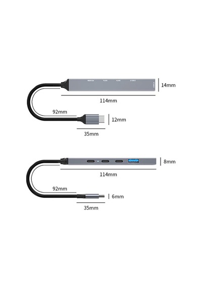 Pd 100w 5in1 Type-c To Usb Çoklayıcı Çevirici Hub 5 Port / 2xusb
