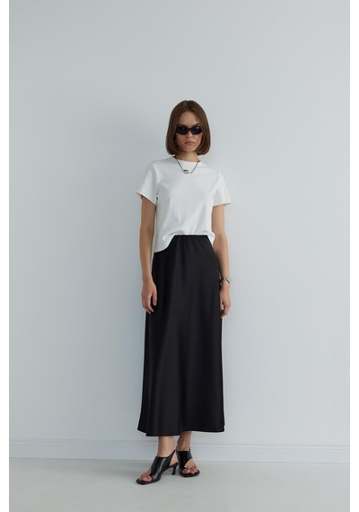 Suud Collection Siyah Saten Etek