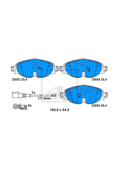 Vw Golf 7 Ön Fren Balatası 1.6 Tdi 288 Mm Diske 2013-2020 Ate
