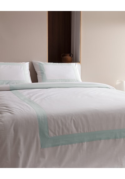 Madame Coco Valette King Size %100 Pamuk Nevresim Takımı - Beyaz/mavi 8684427205044 Beyaz