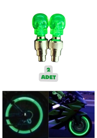 2 Adet Yeşil Renk Hareket Sensörlü Led Işıklı Sibop Kafatası