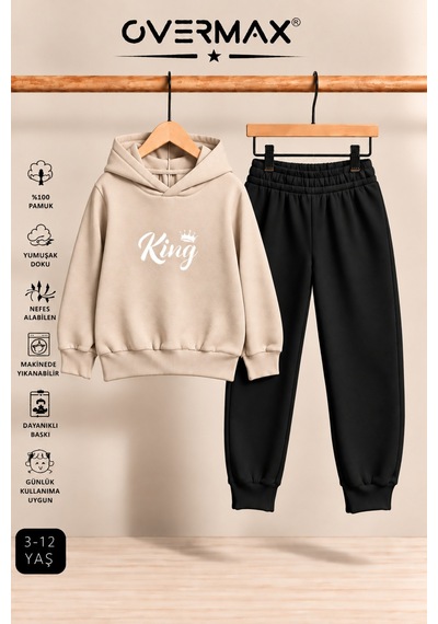 Overmax King Baskılı Çocuk Kapüşonlu Sweatshirt-eşofman Takımı 3-12 Yaş Bej - Siyah - 921700280 Bej - Siyah Overmax King Baskılı Çocuk Kapüşonlu Sweatshirt-eşofman Takımı 3-12 Yaş Bej - Siyah - 921700280 Bej - Siyah
