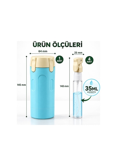 Seyahat Kiti - Makyaj Serum Diş Macunu Şampuan El Kremi Seyahat Kutusu - 4 Hazneli Seyahat Sıvı Dağıtıcı Şişe Seti - Yeşil Diğer