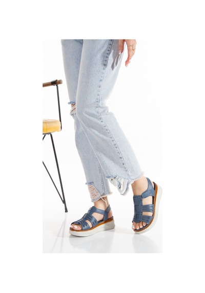 Ender İç Dış Hakiki Deri Ortopedik Comfort Kadın Sandalet KDS01 Mavi Ender İç Dış Hakiki Deri Ortopedik Comfort Kadın Sandalet KDS01 Mavi