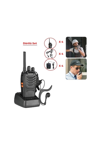 4lü Baofeng Bf-88e Lisanssız Pmr El Telsizi Kulaklık Set