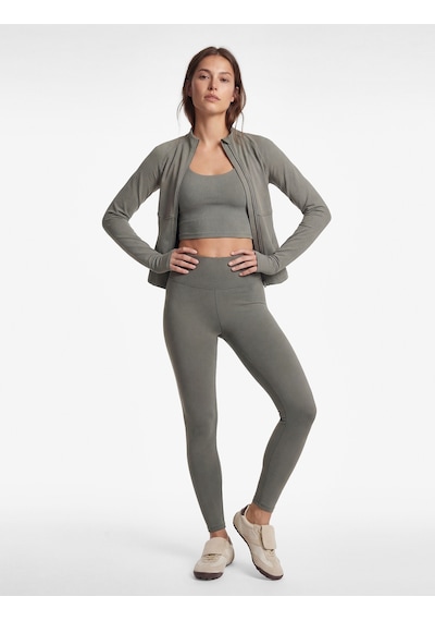 Koton Yüksek Bel Slim Fit Dikiş Detaylı Spor Tayt Haki 6wak40256nk Haki