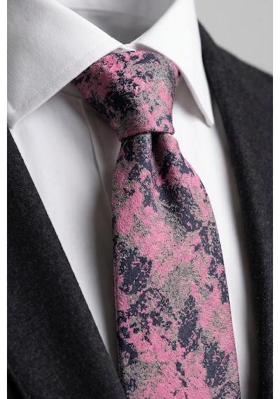 Milleniva Batik Desenli Pembe Gri Kravat & Mendil