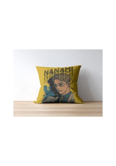 Jujutsu Kaisen Nanami Kento Desenli Kare Yastık Kılıfı Sarı