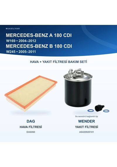Mercedes Benz A W169 / Mercedes Benz B W245 Hava+yakıt Filtre Bakım Seti
