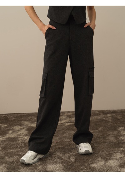 Xint Siyah Pamuk Dokulu Regular Fit Kargo Pantolon 470428