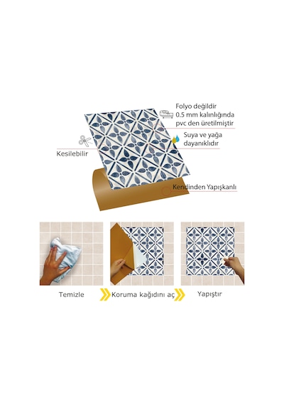 Tink Kendinden Yapışkanlı Serenıty Desenli Pvc Karo 30x30 Cm