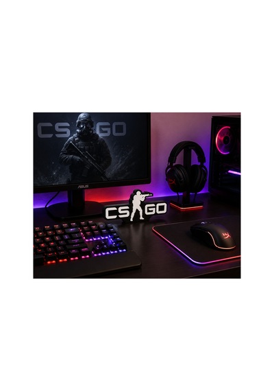 Csgo Yazılı 3d Dekoratif Obje Gamer Hediyelik Masaüstü Duvar Süsü Siyah - Beyaz
