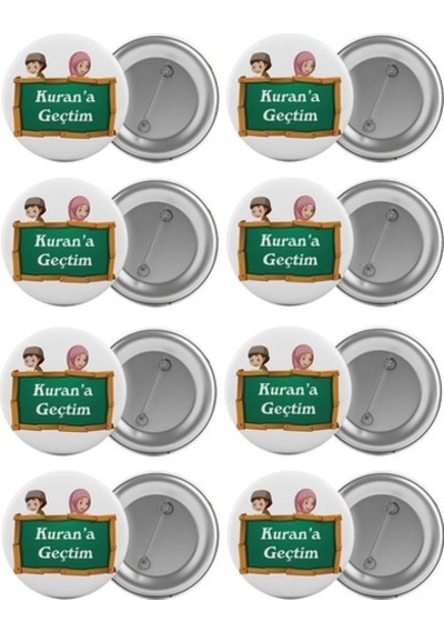 Kurana Geçtim Çanta Rozeti Seti 8 Adet En Büyük Boy 5.8Cm Iğneli