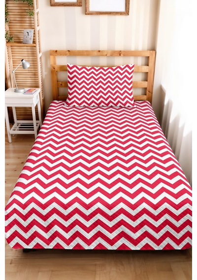 Zigzag Geometrik Fuşya Genç Odası Tek Kişilik Pike Takımı - Modern 160x220 Cm Kapitone Yatak Örtüsü Mercansı Sis Sırları