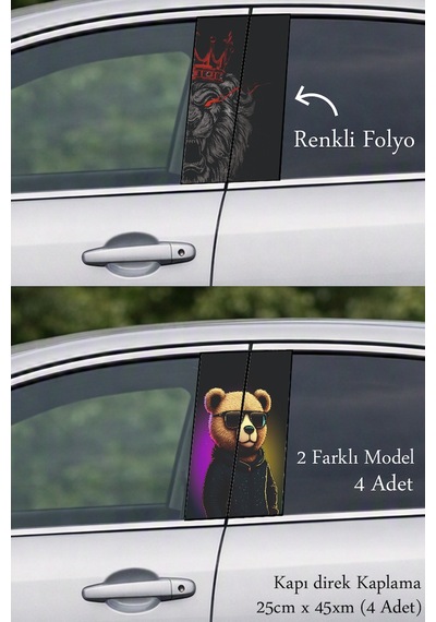 Araçta Modern Görünüm Kapı Direk Folyo Sticker Etiket