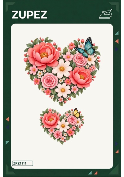 Kelebekli Kalp İkilisi 19x25 Cm Ütüyle Uygulanan Baskı Zpz1111 - 928157005