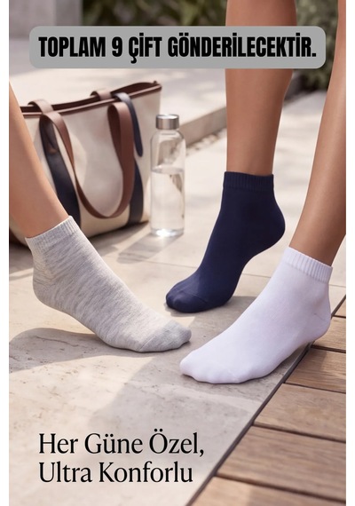 Velocto 9 Çift Özel Yıkanmış Parfümlü Pamuklu Bilek Boy Unisex Çorap Seti Karışık