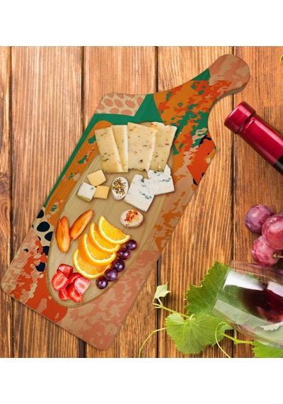 Bk Gift Modern Art Tasarımlı Dikdörtgen Şeklinde Doğal Ahşap Servis Ve Sunum Tabağı Model 1