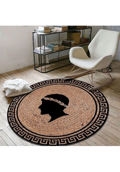 Jüt Yuvarlak Hasır Halı Yolluk Salon Oda Mutfak Halısı Ks-1012