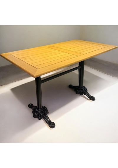 Cafe Masa Bambu Ahşap Yemek Masası 120 X 70 Aslan Ayak Naturel