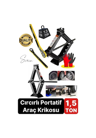 Dayanıklı Araba Kaldırma Akordiyon Tip Makas Cırcır Kollu 1.5 Ton Bijon Anahtarlı Otomobil Kriko Set