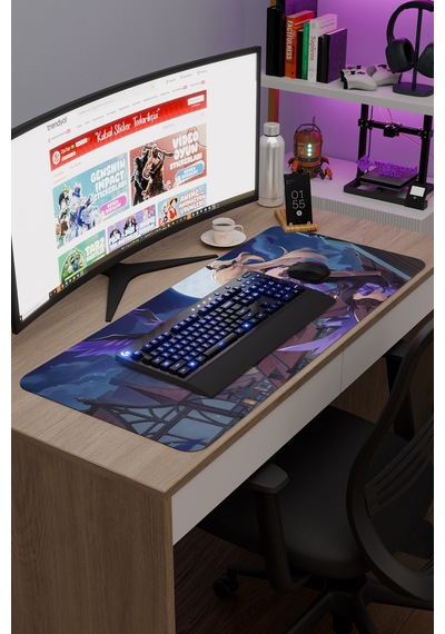 Fischl Genshin Impact Anime Gacha V1 - 90x40 Xxl Gaming Mouse Pad Fare Altlığı