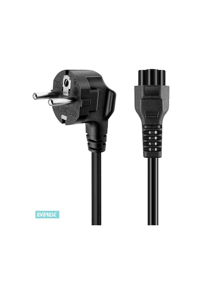 Everest Notebook Adaptör Güç Kablosu 1.2 Mt Yonca Power Kablo Laptop Bilgisayar Kablosu Siyah