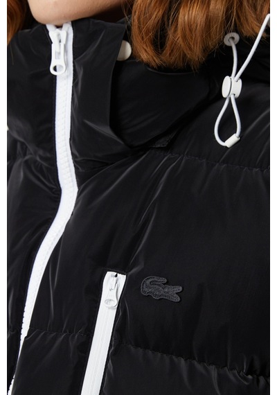 Lacoste Kapitone Down Fill Jacket Kapişonlu Yaka Kadın Mont Siyah