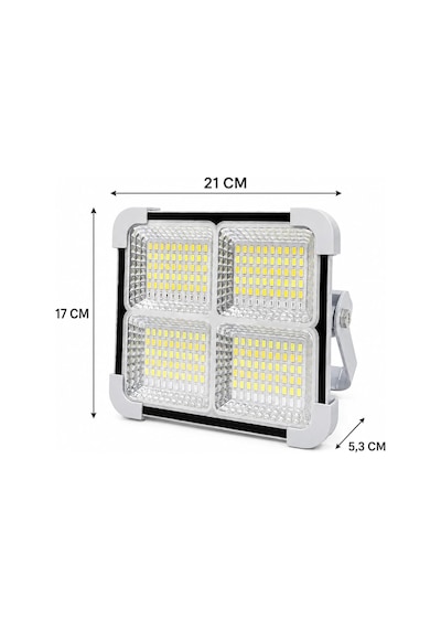 Lexroo 200w Solar Led Projektör, 3 Renk Işık Modlu Şarjlı Kamp Lambası Standart
