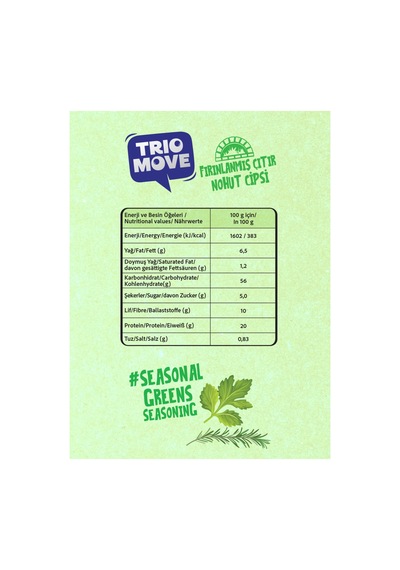 Hashtag Fırınlanmış Nohut Cipsi Mevsim Yeşillikleri Çeşnili 6 Adet Trio Move
