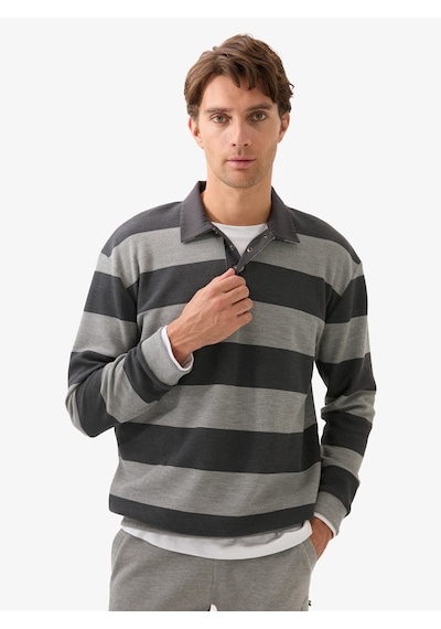 Erkek Polo Yaka Sweatshirt 40834 - Gri Gri