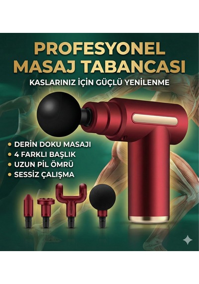 4 Başlıklı 6 Kademeli Titreşimli Şarjlı Mini Masaj Aleti Kırmızı