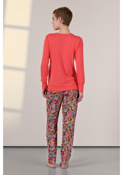 Doreanse Kadın Desenli Renkli T-shirt Pijama Takımı 25k4048-standart Çok Renkli