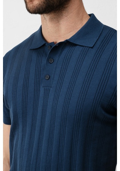 Antioch Dokulu Triko Erkek Polo T-shirt İndigo