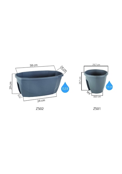 Zs01 Zümrüt Balkon Saksı Askı Aparatı İle Birlikte 29,7cm, 7.5 Litre Kırmızı