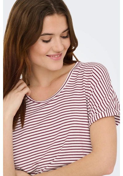 Jdy Jdysıssy Kadın Basic T-shirt Kısa Kollu O-neck T-shirt Bordo