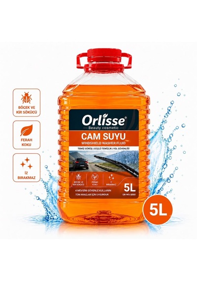 Orlisse Beauty Cosmetic Cam Suyu 5 Lt Turuncu-böcek Ve Kir Sökücü Etkili Formül