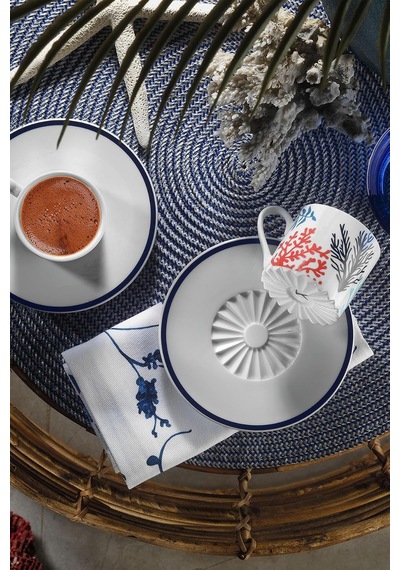 12216 Pilea 4 Parça 2 Kişilik Kahve Takımı Çok Renkli