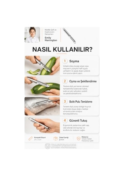Ayrex Transformacion 2 Li Pratik Dikey Sebze Meyve Kabuk Soyucu, Tırtıklı Kabak Patlıcan Oyacağı Ve Balık Pulu K Diğer