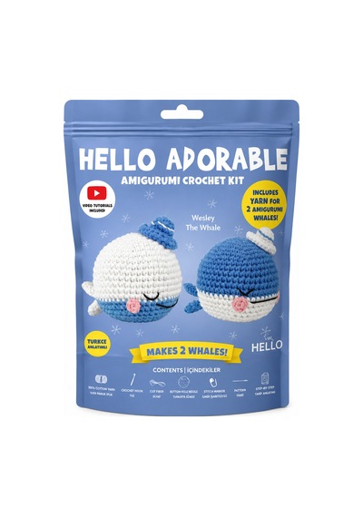 Hello Adorable Amigurumi Balina Yapım Kiti 2 Adet Bff Sevimli Balina, Türkçe Anlatımlı - Bgahob0000015