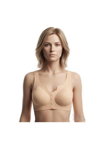 Cottonill Seamless Bra - Virela Lazer Kesim Önden Düğmeli Büyük Beden Kadın Sütyen 3'lü Paket Çok Renkli