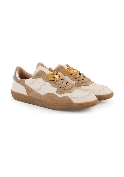 Mamma Mia Kadın Sneaker Bağcıklı Hakiki Süet Yürüyüş Hafif Taban Retro 26y-870 Bej