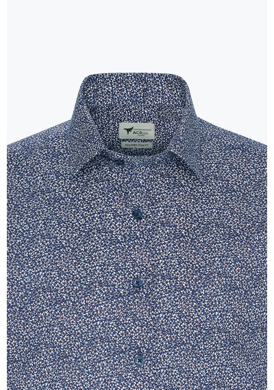 AC&Co / Altınyıldız Classics Erkek Mavı Beyaz Pamuklu Slim Fit Dar Kesim Klasik Yaka Baskılı Gömlek AC&Co / Altınyıldız Classics Erkek Mavı Beyaz Pamuklu Slim Fit Dar Kesim Klasik Yaka Baskılı Gömlek