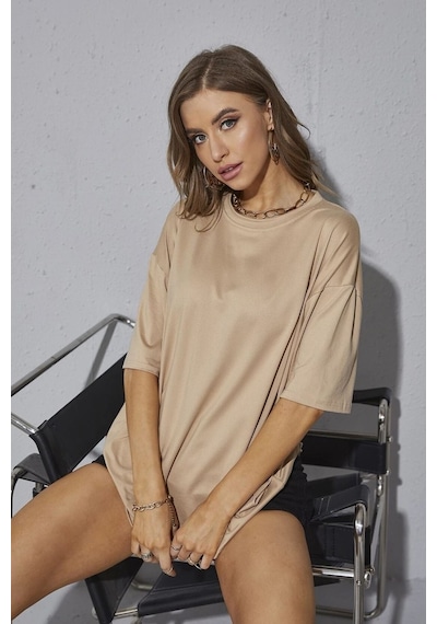 Unisex Pamuklu T-shirt Bej