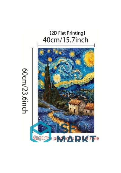 Van Goagh Yıldızlı Gece Baskı Kanvas Tablo Çerçevesiz 40 60 Cm
